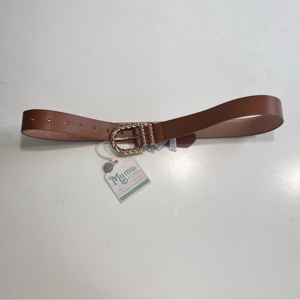 NWT Show Me Your MuMu Brown Tan Gold Olin Belt - Picture 4 of 7